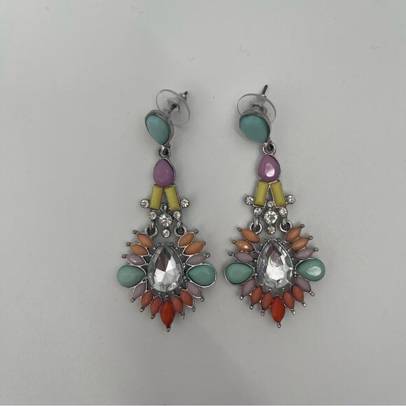 CARA NEW YORK Earrings DropDangle Rainbow Pastel Silver Gem Rhinestone Cocktail - Picture 3 of 7